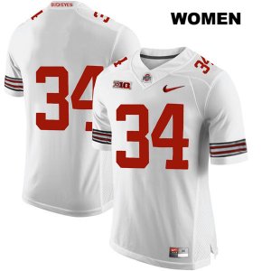 Women's NCAA Ohio State Buckeyes Mitch Rossi #34 College Stitched No Name Authentic Nike White Football Jersey LL20X30ZY